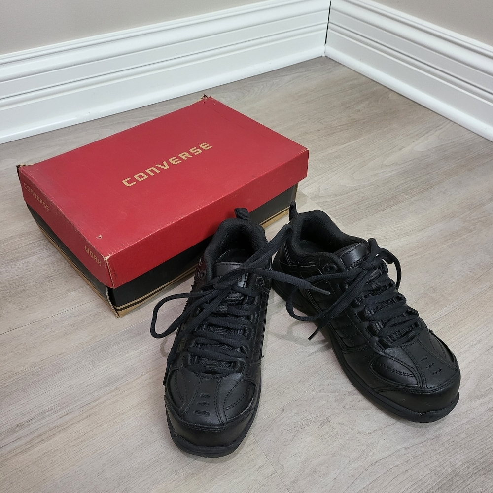 Converse Work Steel Toe Black Genuine Leather Shoes size 6